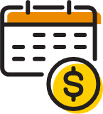 Icon calendar with a coin